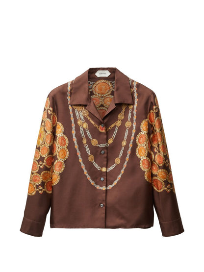 Versace Printed silk shirt BROWN