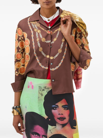 Versace Printed silk shirt BROWN