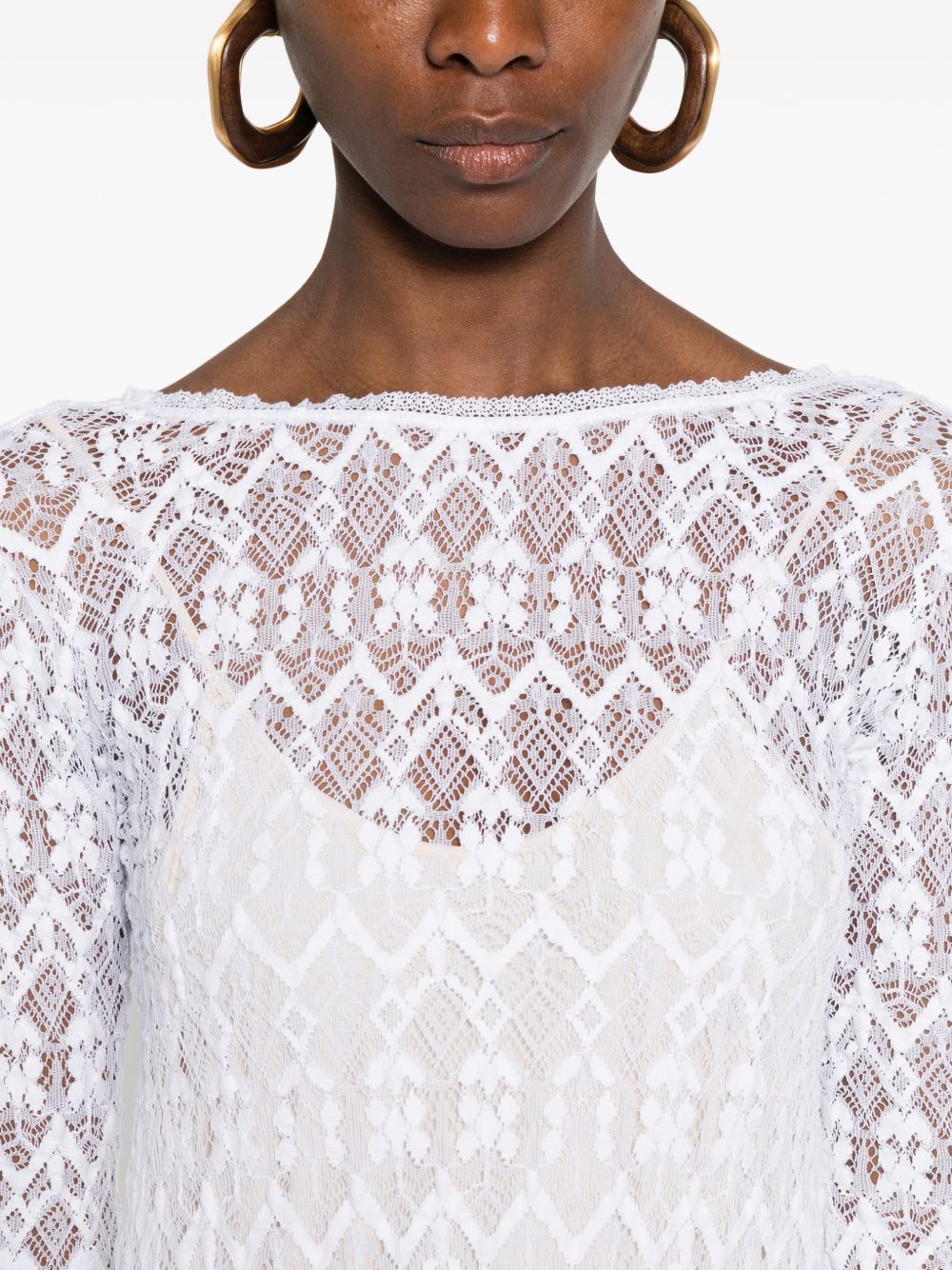 Forte Forte V-back Lace long dress WHITE