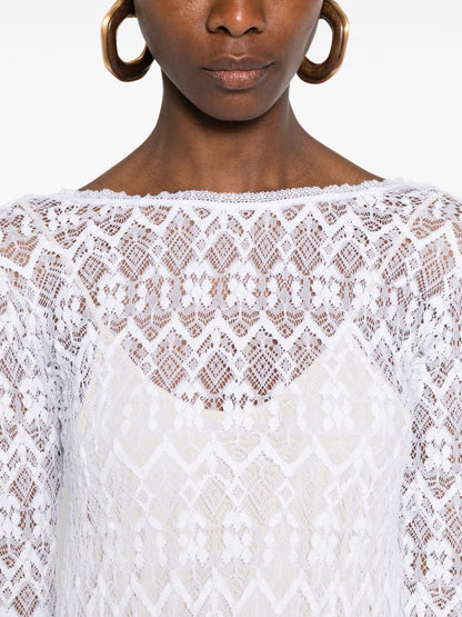 Forte Forte V-back Lace long dress WHITE
