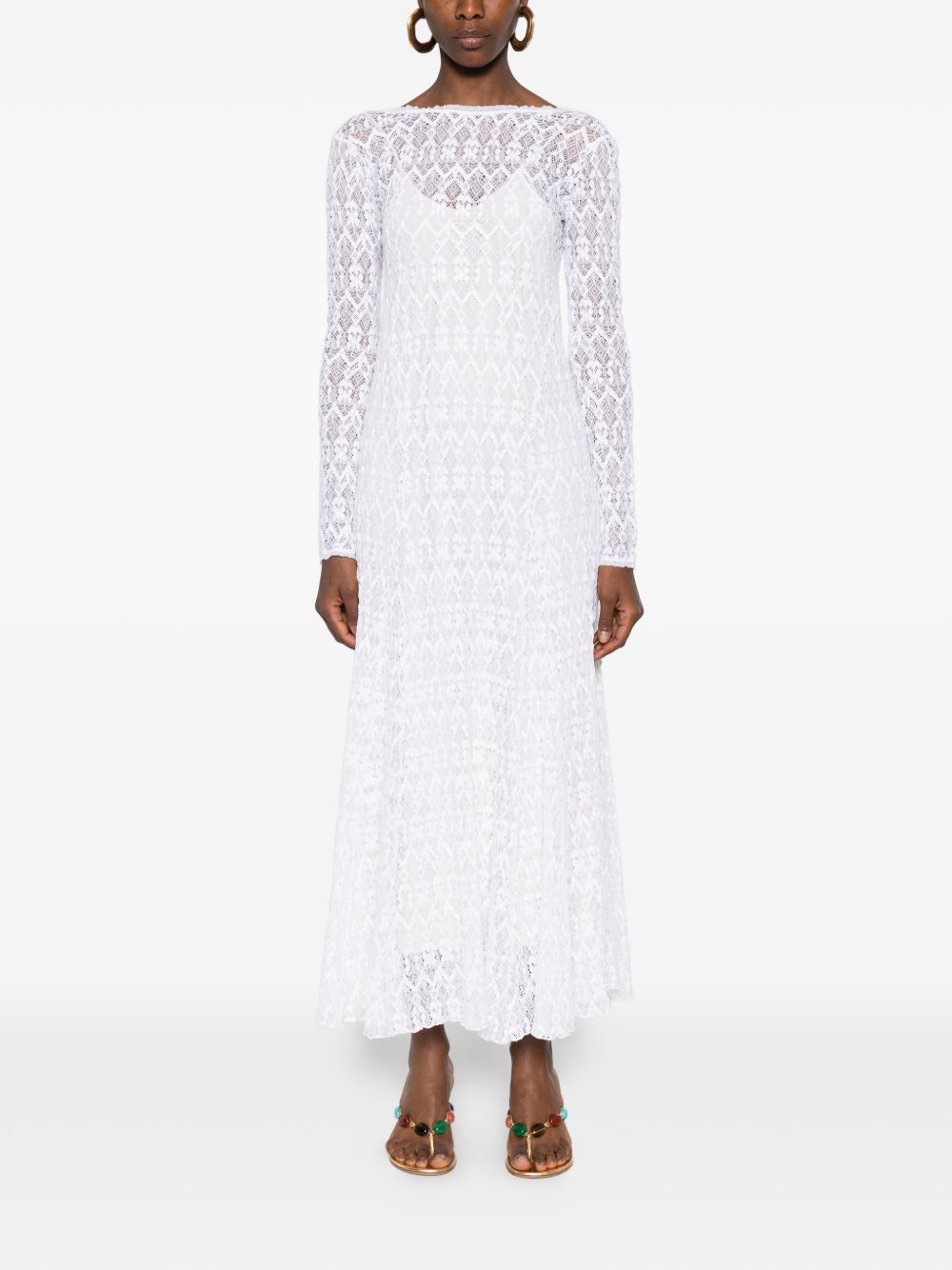 Forte Forte V-back Lace long dress WHITE