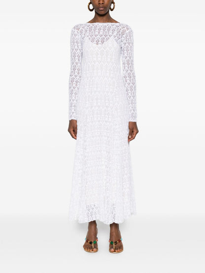 Forte Forte V-back Lace long dress WHITE