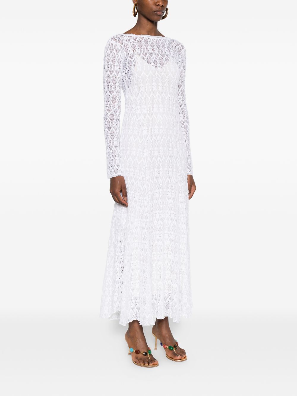 Forte Forte V-back Lace long dress WHITE