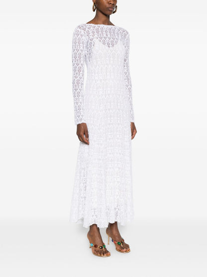 Forte Forte V-back Lace long dress WHITE