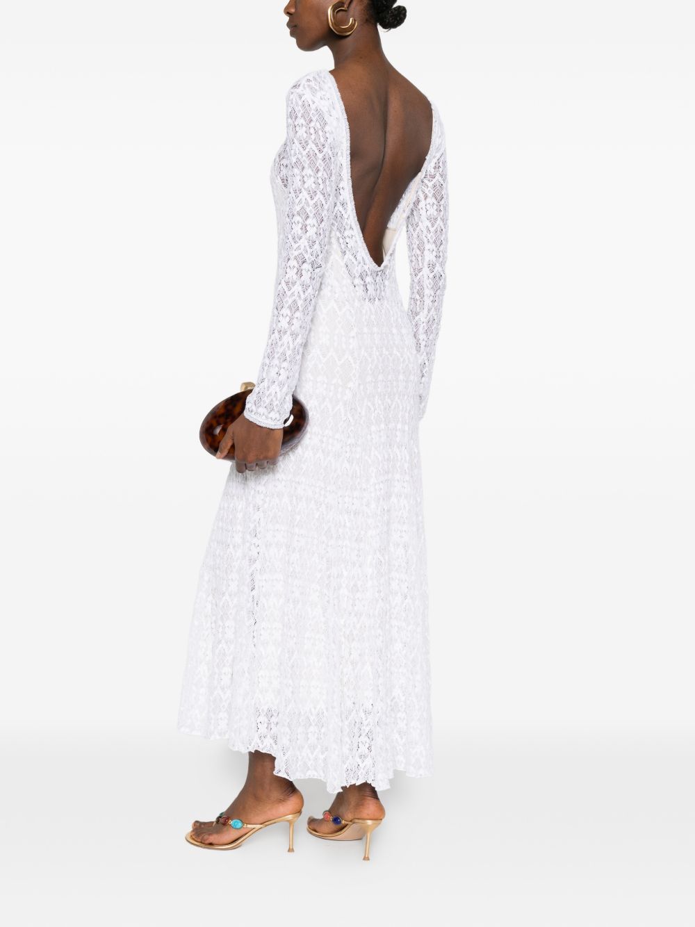 Forte Forte V-back Lace long dress WHITE