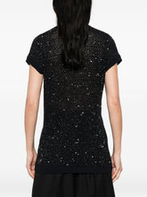 Fabiana Filippi V-neck short sleeves Embellished v-necked top NAVY