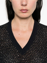 Fabiana Filippi V-neck short sleeves Embellished v-necked top NAVY