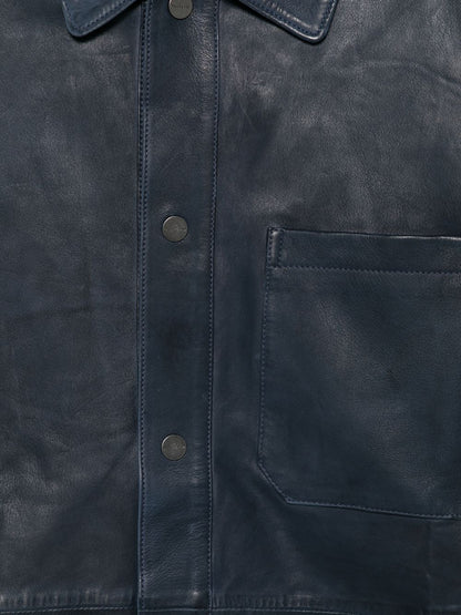 Peuterey Todd leather jacket NAVY