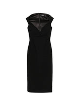 Solace London V-neck zip fastening Monica midi dress BLACK