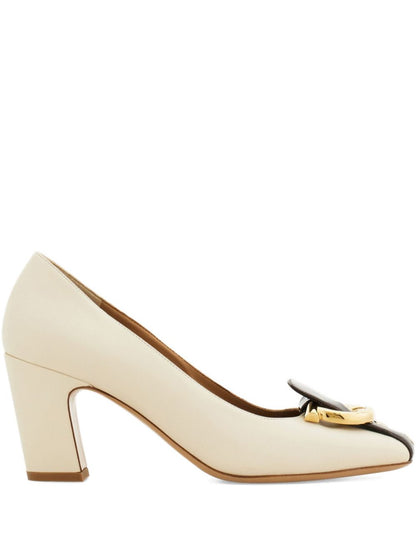 Ferragamo Gancini block heel pump BROWN