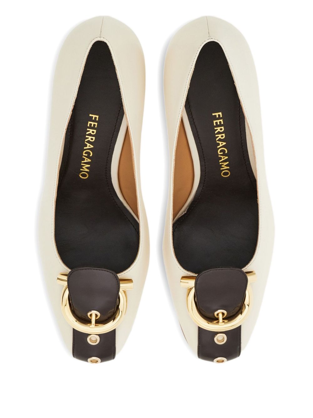 Ferragamo Gancini block heel pump BROWN