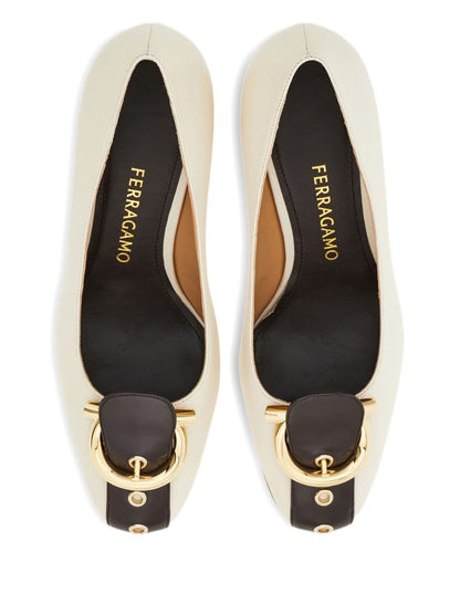 Ferragamo Gancini block heel pump BROWN