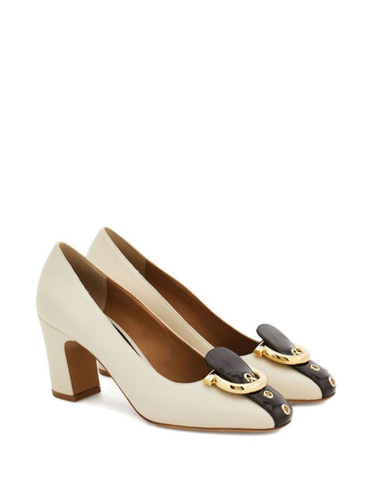 Ferragamo Gancini block heel pump BROWN