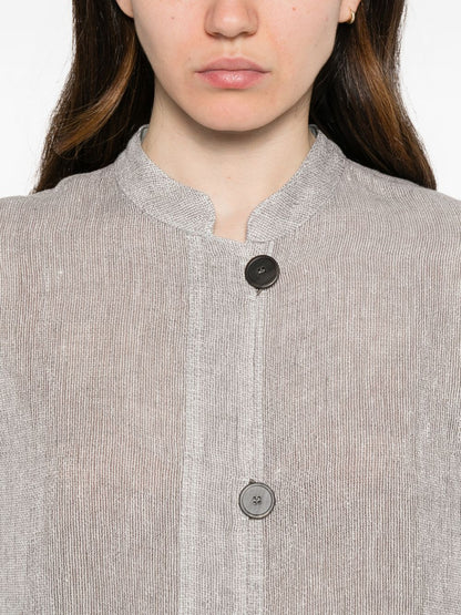 Emporio Armani Linen buttoned jacket Gray