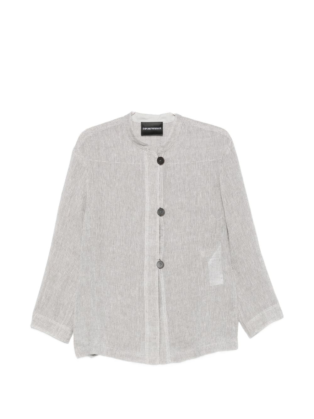 Emporio Armani Linen buttoned jacket Gray