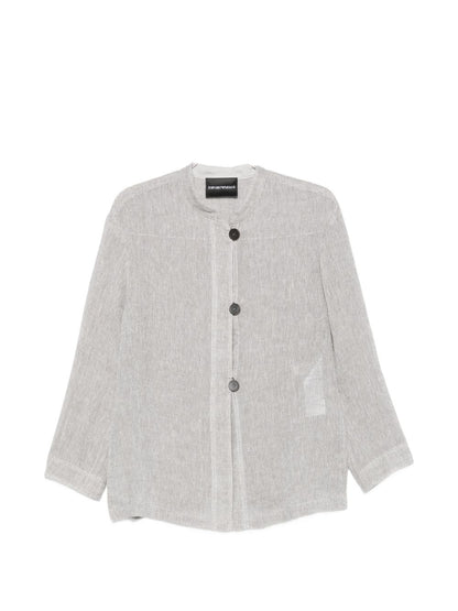 Emporio Armani Linen buttoned jacket Gray