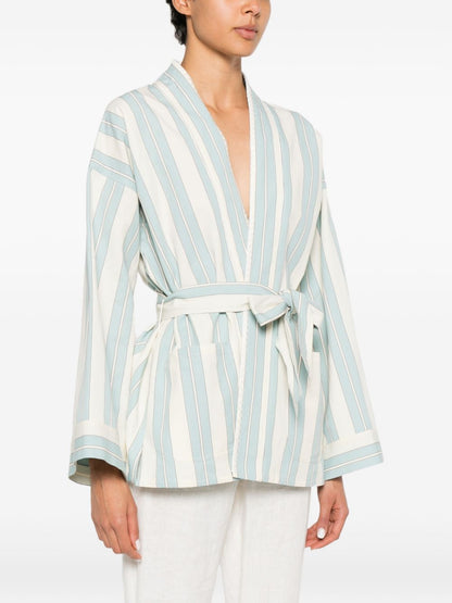 Forte Forte Striped kimono jacket LIGHT BLUE
