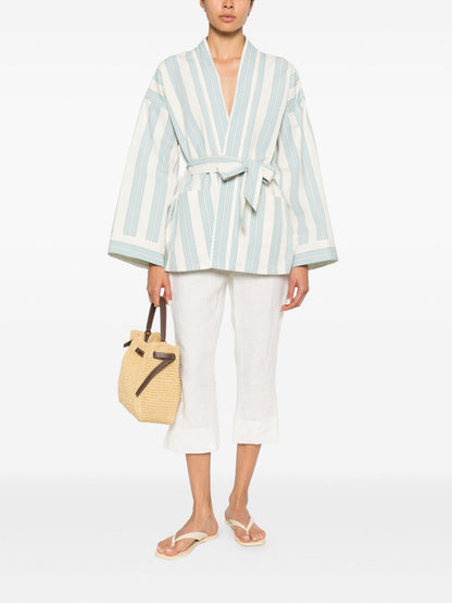 Forte Forte Striped kimono jacket LIGHT BLUE