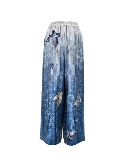 Pierre Louis Mascia Printed silk trousers LIGHT BLUE
