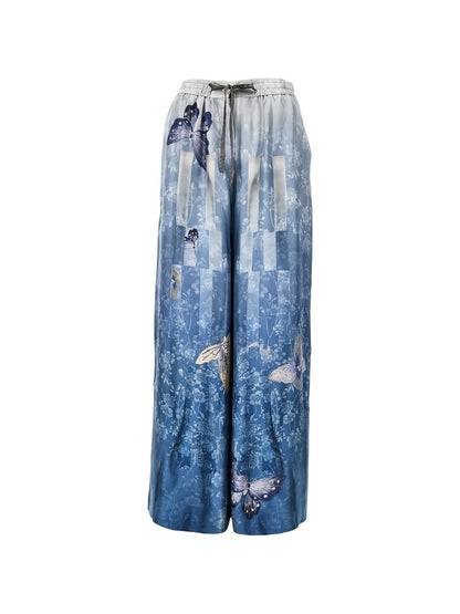 Pierre Louis Mascia Printed silk trousers LIGHT BLUE