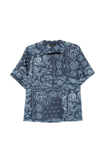 Emporio Armani Floral Print Cotton Top NAVY