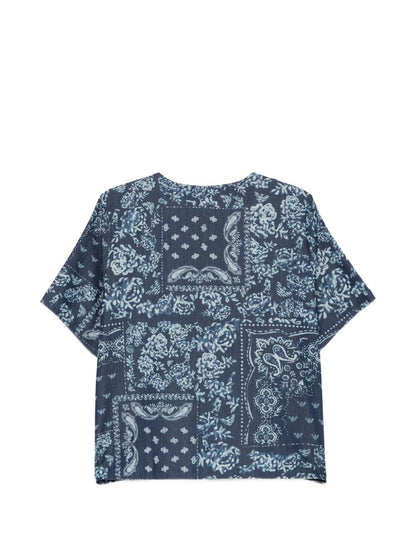 Emporio Armani Floral Print Cotton Top NAVY