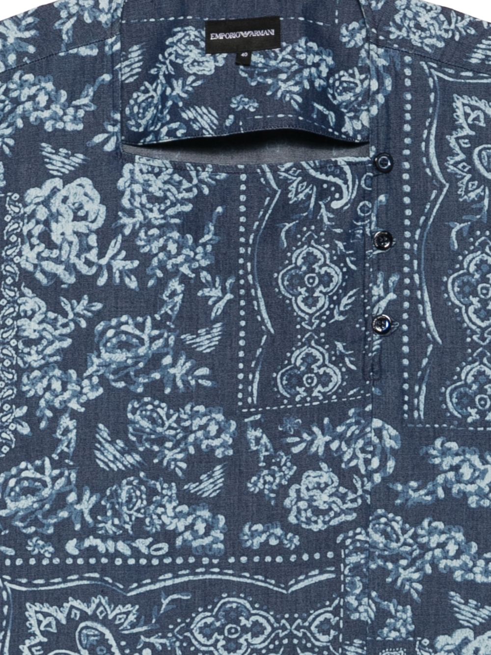 Emporio Armani Floral Print Cotton Top NAVY