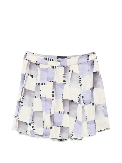 Emporio Armani Abstract Print Pleated Shorts MULTICOLOR