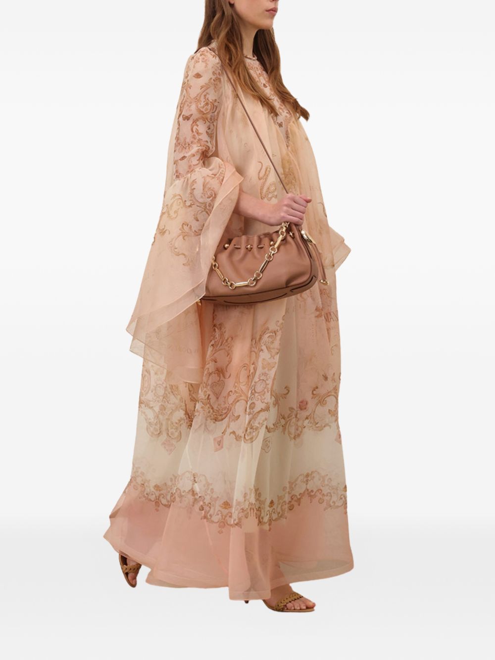 Zimmermann Ruched Chain Shoulder Bag BROWN