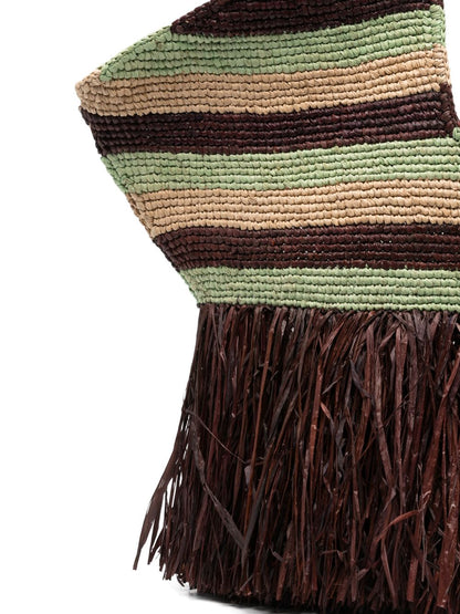Zimmermann Striped Fringe Tote BORDEAUX