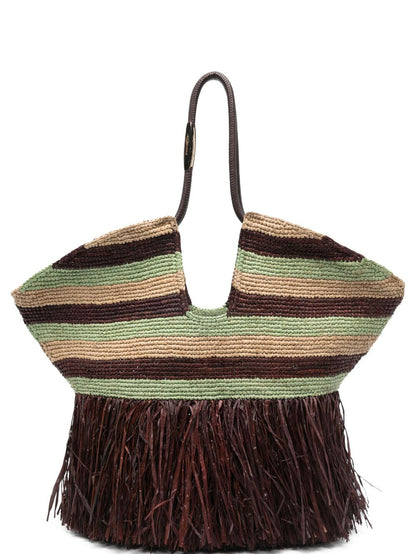 Zimmermann Striped Fringe Tote BORDEAUX
