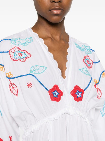 Forte Forte Embroidered cotton dress WHITE