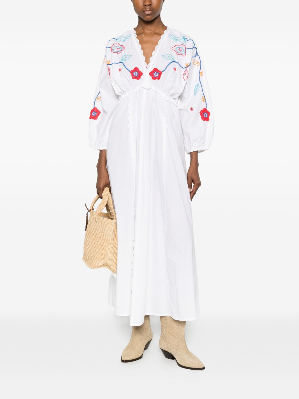 Forte Forte Embroidered cotton dress WHITE