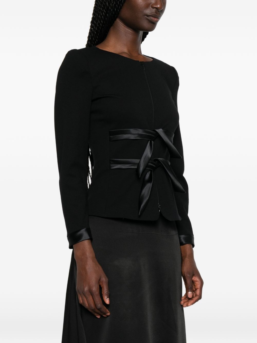 Emporio Armani Collarless Zip-Front Jacket BLACK