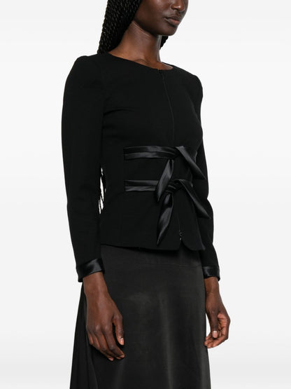 Emporio Armani Collarless Zip-Front Jacket BLACK