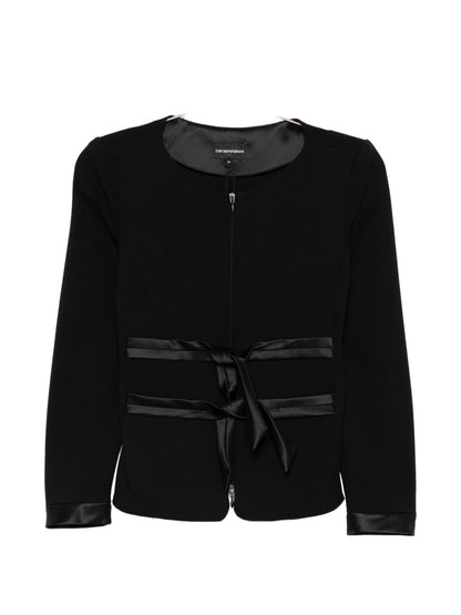 Emporio Armani Collarless Zip-Front Jacket BLACK
