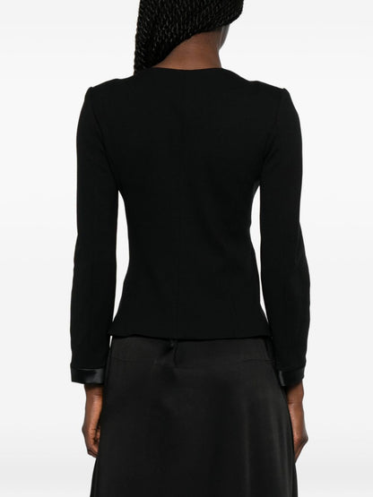 Emporio Armani Collarless Zip-Front Jacket BLACK