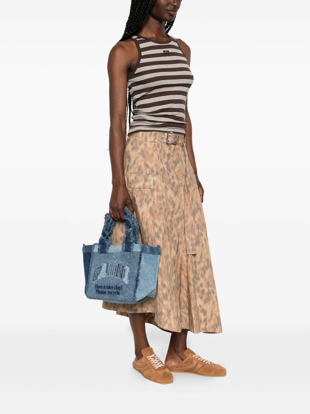 Ganni Denim small tote bag NAVY