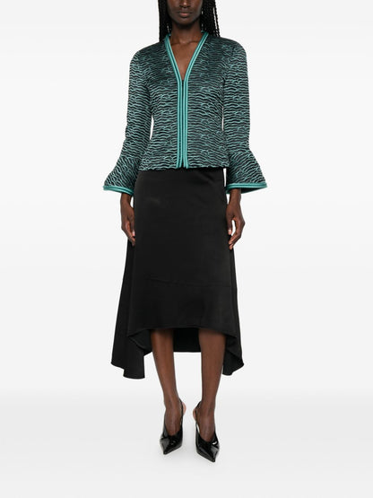Emporio Armani Wave Pattern Zip-Front Jacket BLACK