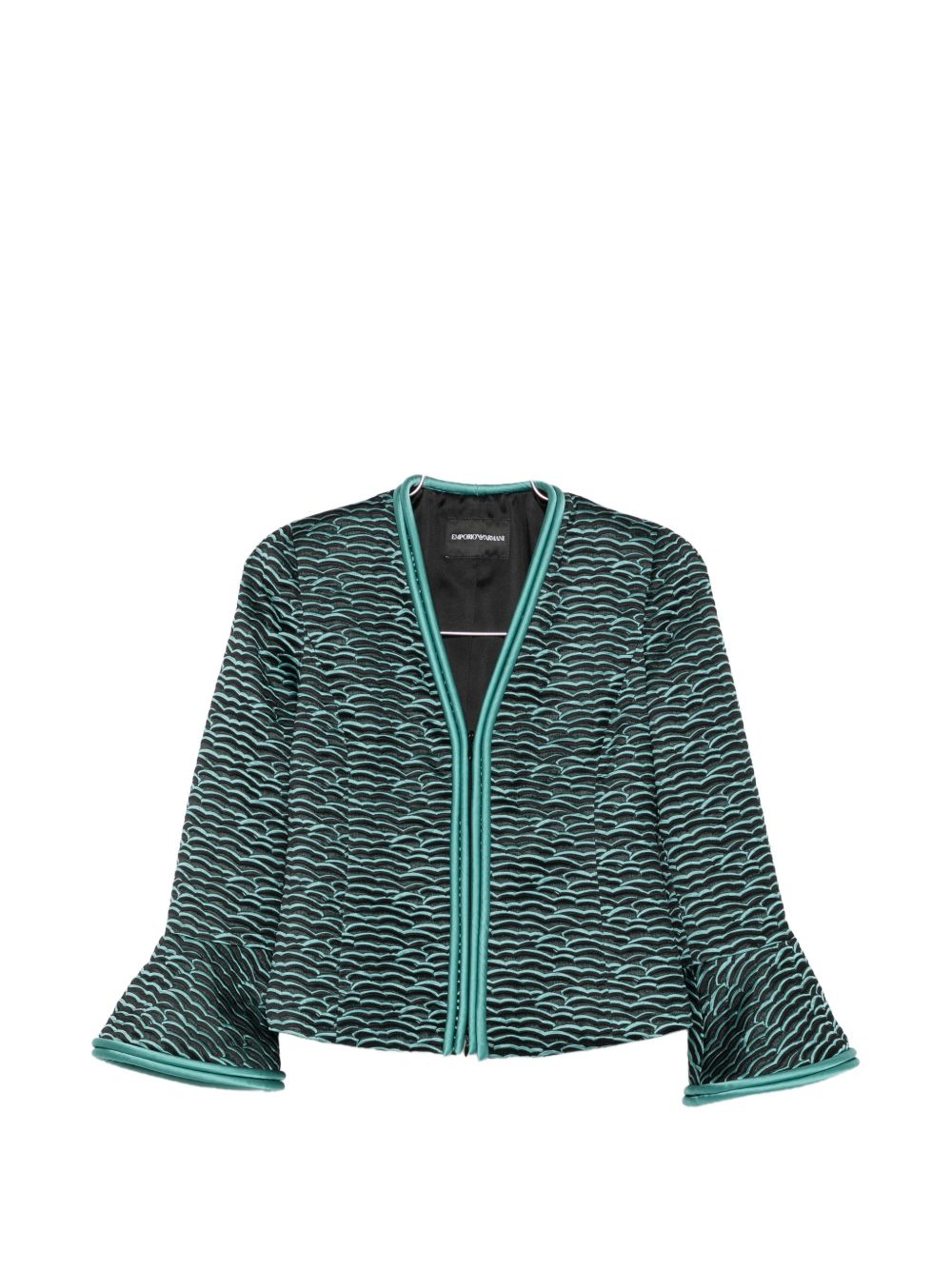 Emporio Armani Wave Pattern Zip-Front Jacket BLACK