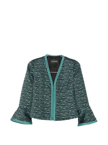 Emporio Armani Wave Pattern Zip-Front Jacket BLACK