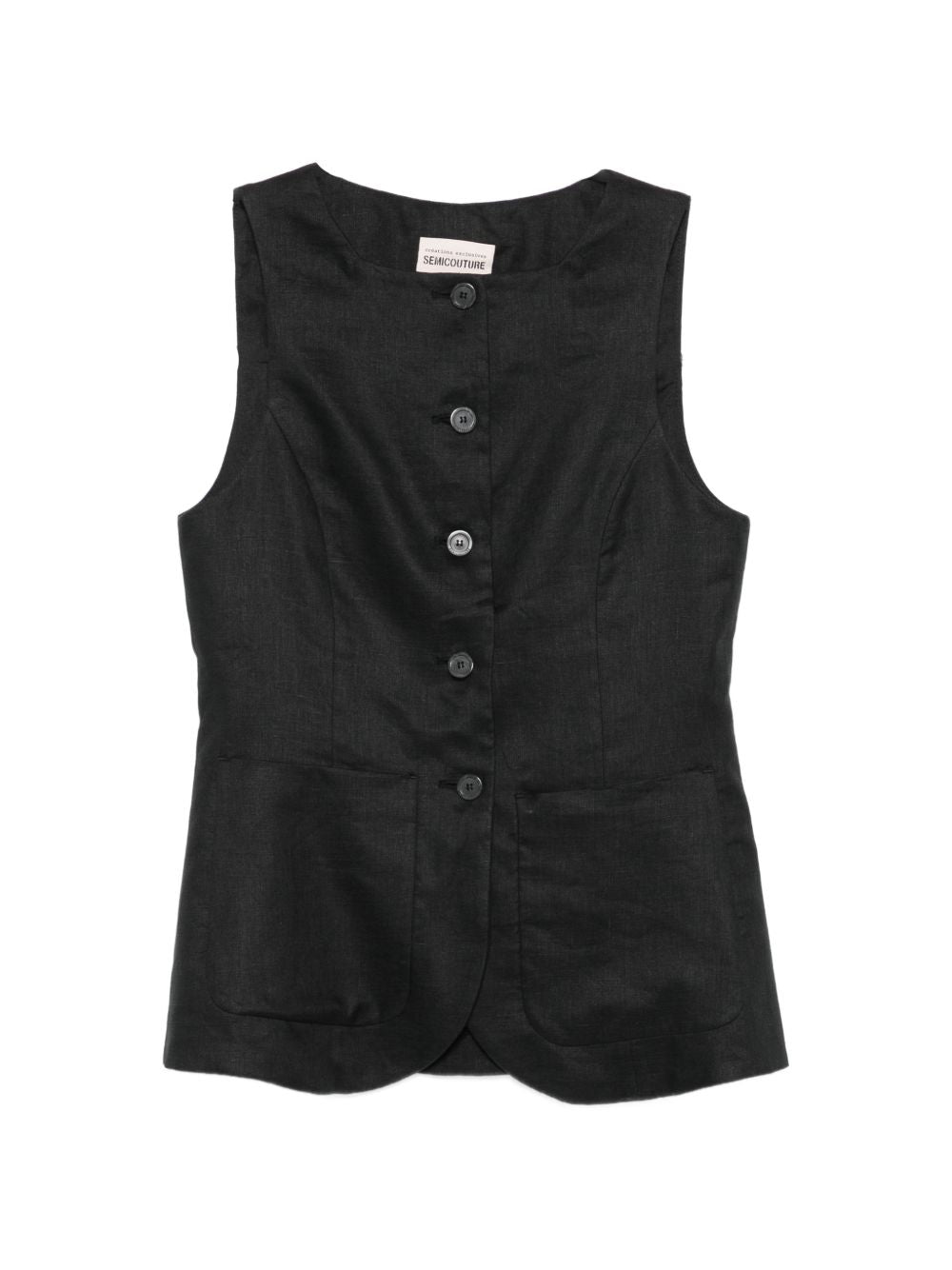Semicouture Glenna linen vest BLACK