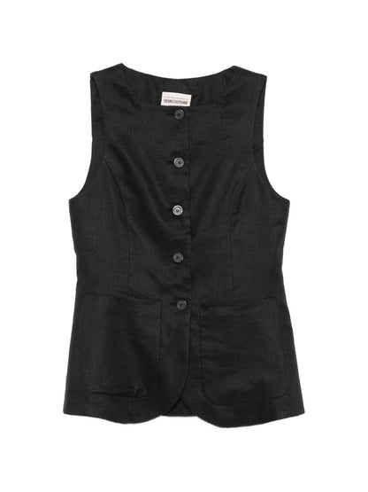 Semicouture Glenna linen vest BLACK
