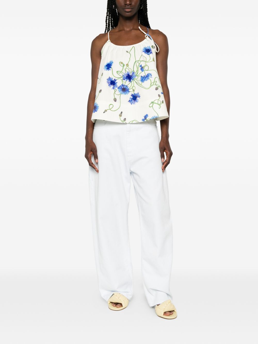 Stella McCartney Embroidered cotton top WHITE