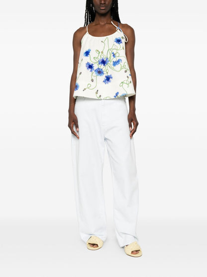 Stella McCartney Embroidered cotton top WHITE