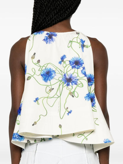 Stella McCartney Embroidered cotton top WHITE