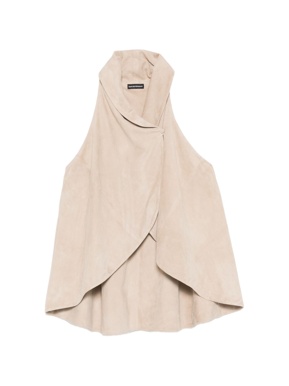 Emporio Armani Goat Leather Suede Sleeveless Top BEIGE
