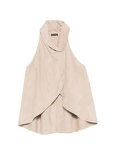 Emporio Armani Goat Leather Suede Sleeveless Top BEIGE