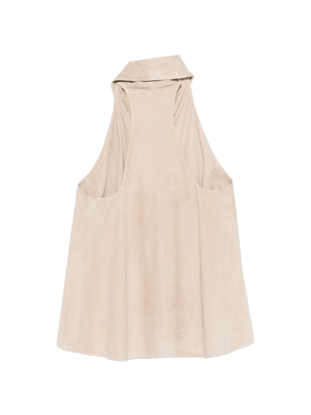 Emporio Armani Goat Leather Suede Sleeveless Top BEIGE