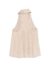 Emporio Armani Goat Leather Suede Sleeveless Top BEIGE